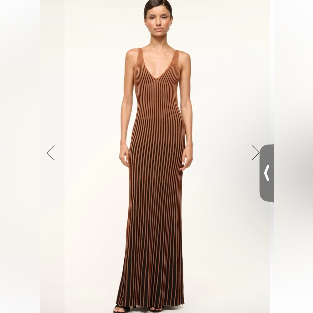 STAUD CLARETTA DRESS TAN BLACK - size Small